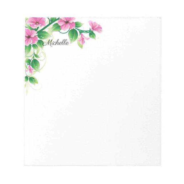 Pretty Morning Glory Flowers Notepad YOUR TEXT (Front)
