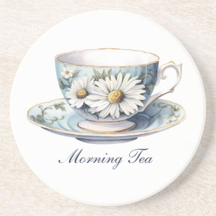 Pretty "Morning Tea" Floral Teacup Coaster