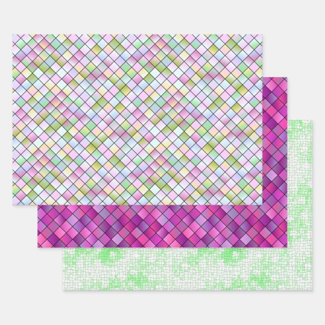 Pretty Mosaic Patterns Wrapping Paper Sheet (Set)
