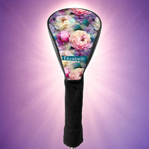 Pretty Mother Of Pearl Flowers Personalised Golf Head Cover