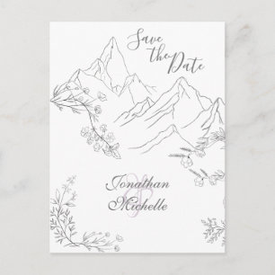 Pretty Mountains and Flowers Save the Date Wedding Announcement Postcard