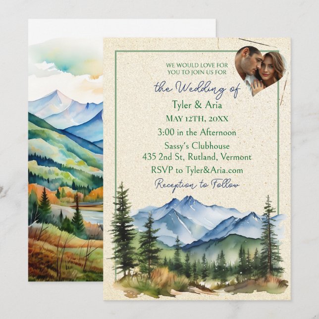 Pretty Mountains and Photo Template Wedding (Front/Back)