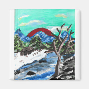 Pretty Mountains River Magnet