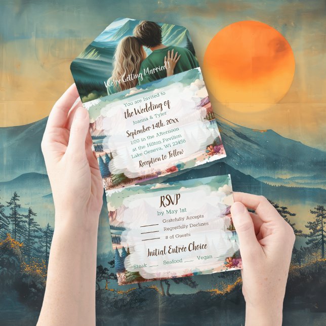 Pretty Mountains Scene Wedding  All In One Invitation (Creator Uploaded)