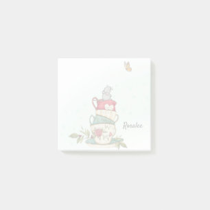 Pretty Mouse Watercolor Green Cute Post-it Notes