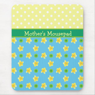 Pretty Mousepad to Personalize: Primroses, Polkas