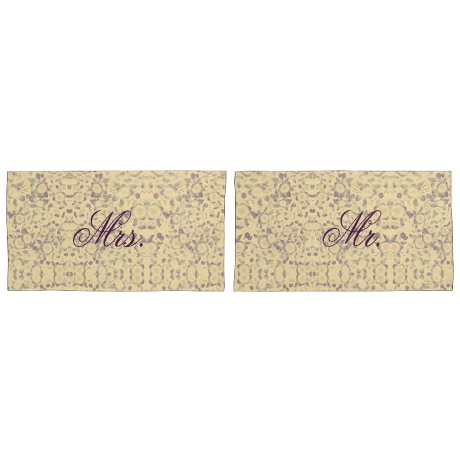 Pretty Mr And Mrs Patterned Pillowcase (Front-Set)