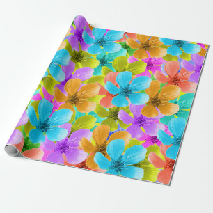 Pretty Multi Colored Blossoms, Wrapping Paper