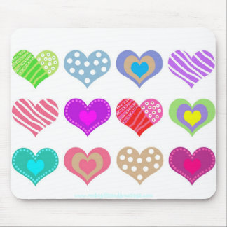 Pretty Multi Coloured Hearts Mouse Mat