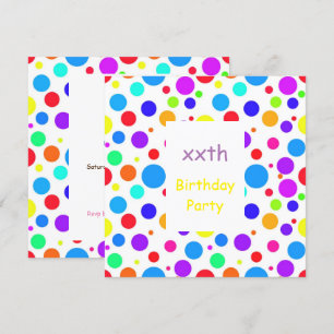 Pretty Multi Coloured Spots Birthday Invitation