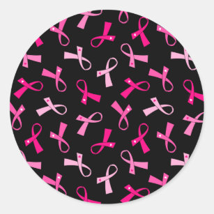 Pretty Multi Pink Breast Cancer Ribbon Pattern Classic Round Sticker