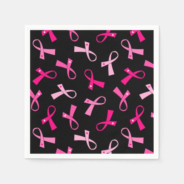 Pretty Multi Pink Breast Cancer Ribbon Pattern Napkin (Front)