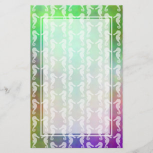 Pretty Multicolor Seahorse Pattern Design Stationery
