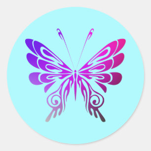 Pretty Multicolored Decorative Butterfly Classic Round Sticker