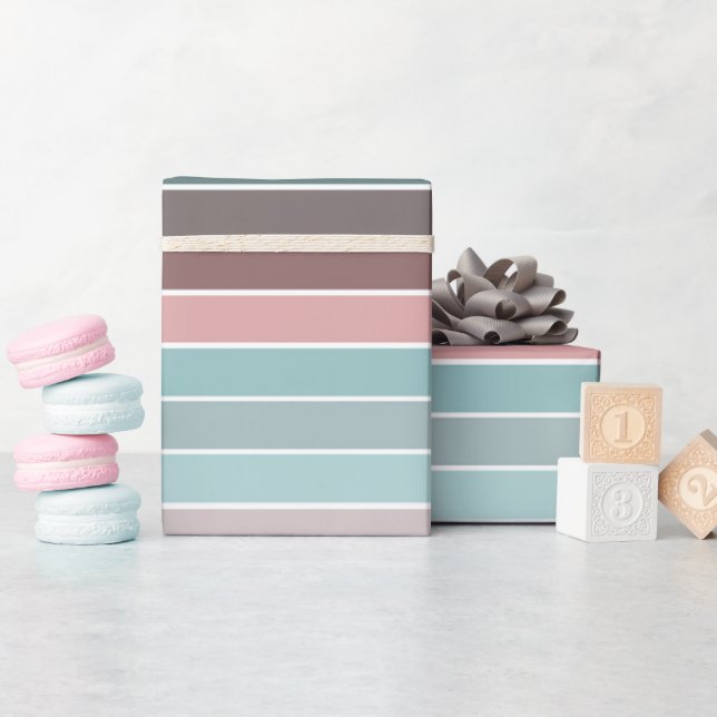 Pretty Multicolored Stripe  Wrapping Paper (Baby Shower)
