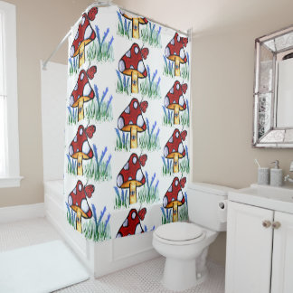 Pretty Mushrooms Kids Shower Curtain