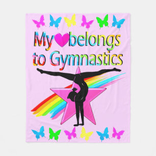 PRETTY MY HEART BELONGS TO GYMNASTICS RAINBOW FLEECE BLANKET