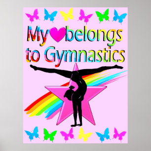PRETTY MY HEART BELONGS TO GYMNASTICS RAINBOW POSTER