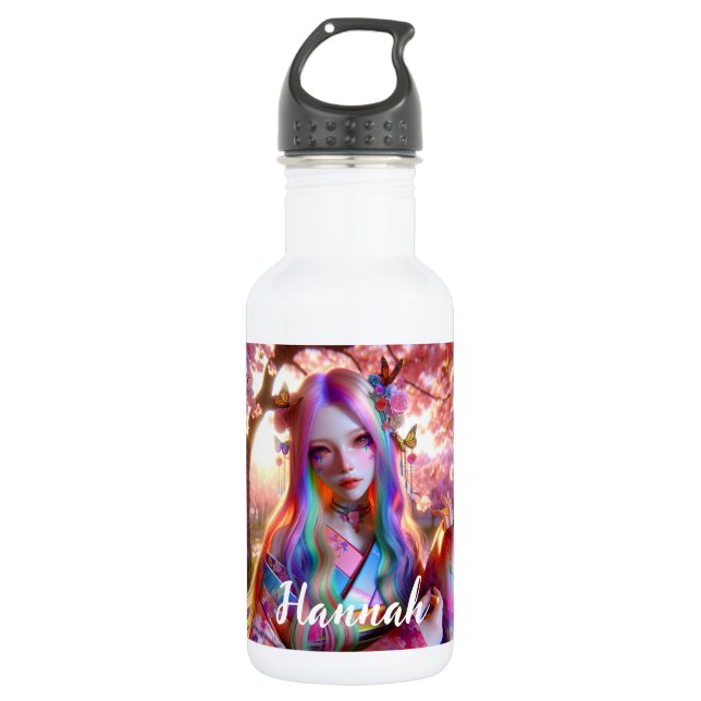 Pretty Mystical Ethereal Woman with Butterflies 532 Ml Water Bottle (Front)