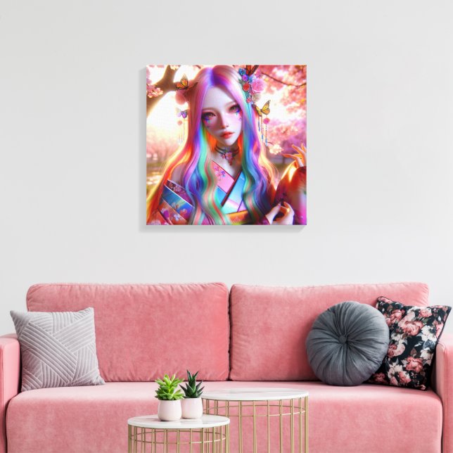 Pretty Mystical Ethereal Woman with Butterflies Canvas Print (Insitu(LivingRoom))