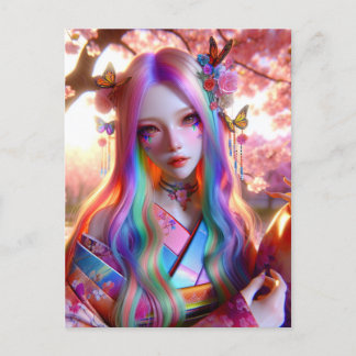 Pretty Mystical Ethereal Woman with Butterflies Postcard