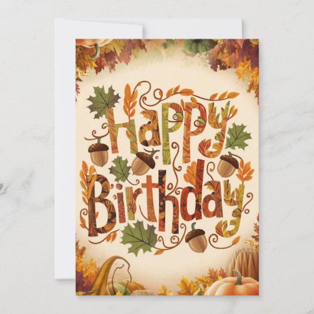 Pretty Mystical Season Autumn Fall Happy Birthday Card (Front)