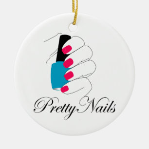 Pretty nails with a nail polish ceramic tree decoration