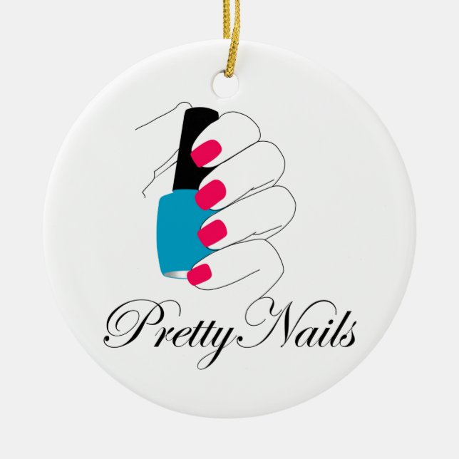 Pretty nails with a nail polish ceramic tree decoration (Front)