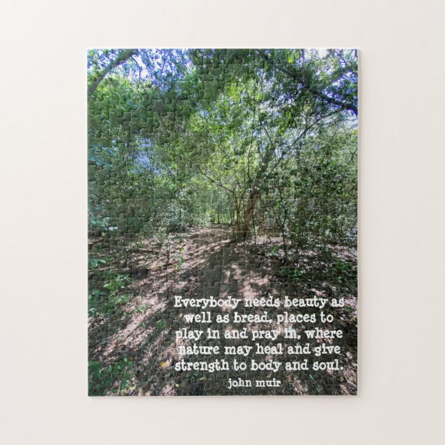 Pretty Nature Walk, with quote from John Muir Jigsaw Puzzle (Vertical)