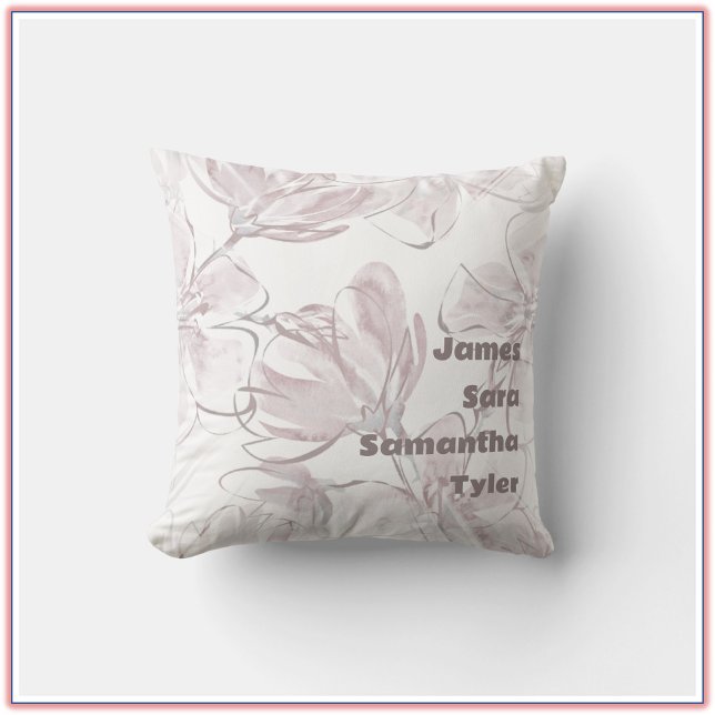 Pretty Neutral Colour Floral Family Members Cushion (Creator Uploaded)