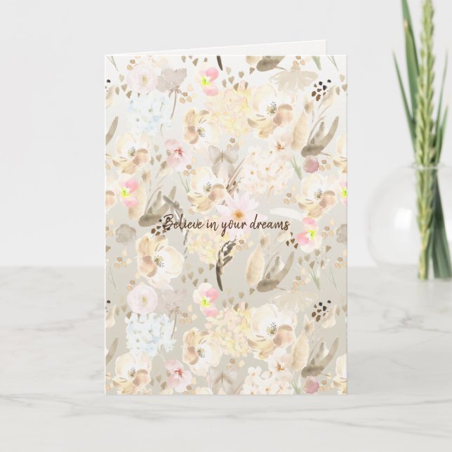 Pretty Neutral Cream Pink Floral Card (Front)