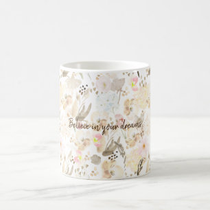 Pretty Neutral Cream Pink Floral Coffee Mug