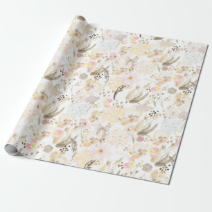 Pretty Neutral Cream Pink Floral Wrapping Paper