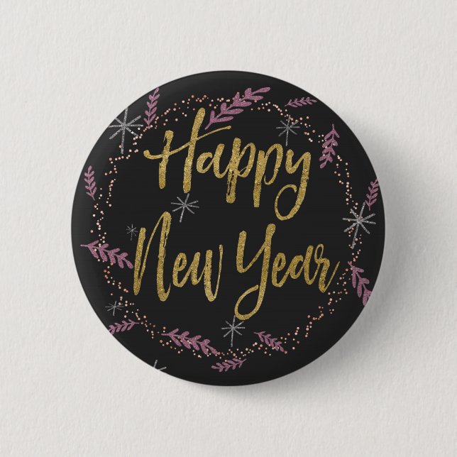 Pretty New Years 6 Cm Round Badge (Front)