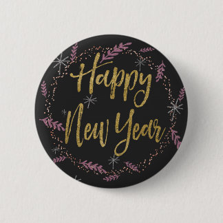 Pretty New Years 6 Cm Round Badge