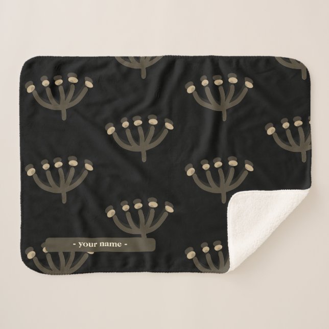 Pretty Night Mimosa Floral Customise  Sherpa Blanket (Front (Horizontal))