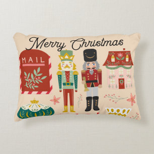 Pretty nutcracker soldier traditional pattern pink decorative cushion
