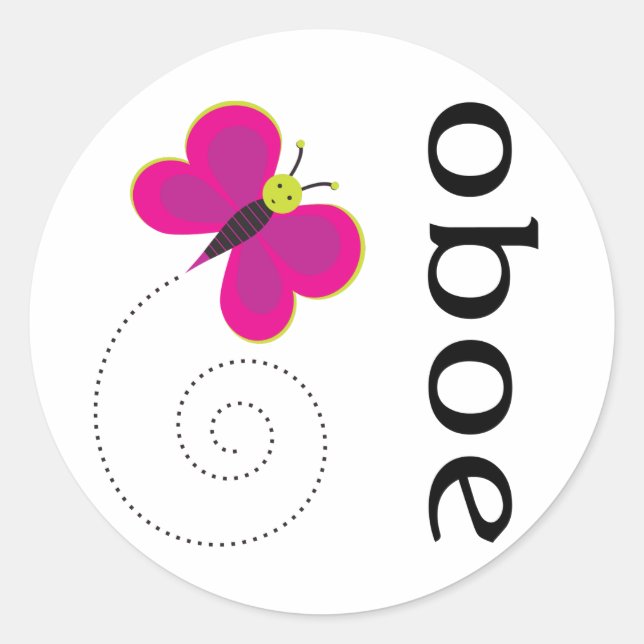 Pretty Oboe Gift Classic Round Sticker (Front)
