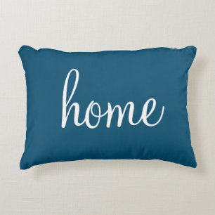 Pretty ocean blue "home" accent pillow