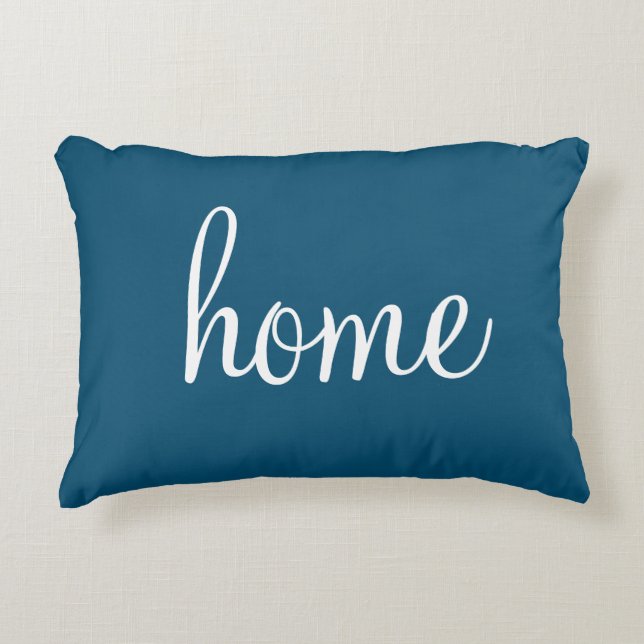 Pretty ocean blue "home" accent pillow (Front)
