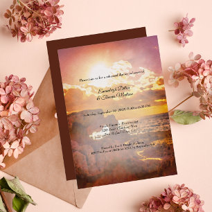 Pretty Ocean Sky View Watercolor Rehearsal Dinner Invitation
