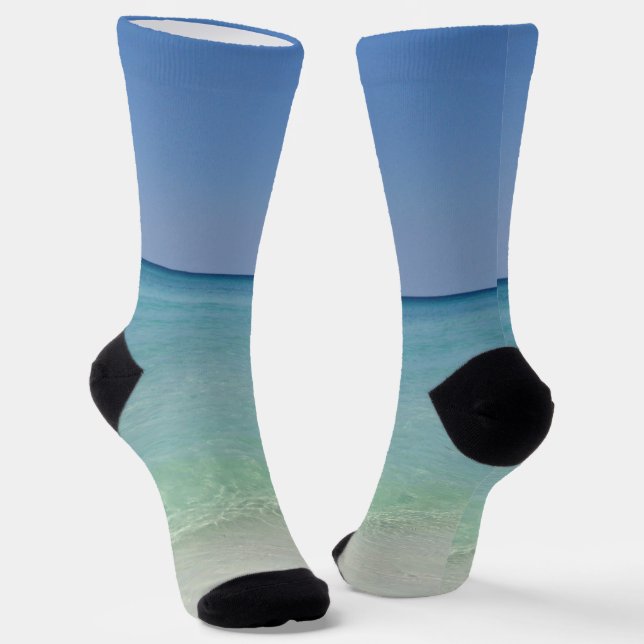 Pretty Ocean Waves Coastal Beach Photo Seaside Socks (Angled)