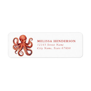 Pretty Octopus Return Address Labels