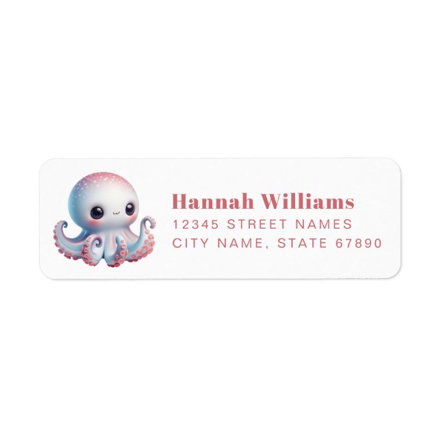 Pretty Octopus Return Address Labels (Front)