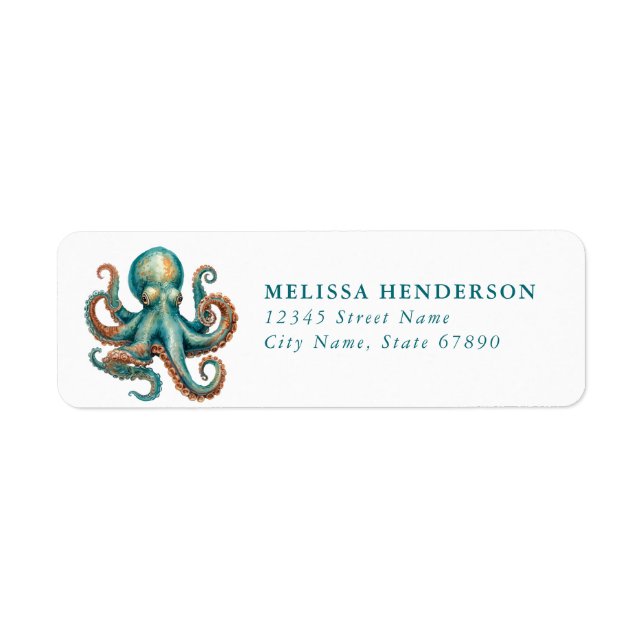 Pretty Octopus Return Address Labels (Front)