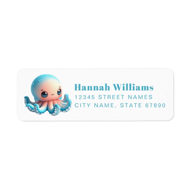 Pretty Octopus Return Address Labels (Front)