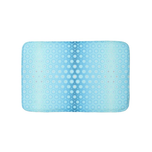 Pretty Ombre Blue and Peach Geometric Duvet Cover Bath Mat (Front)