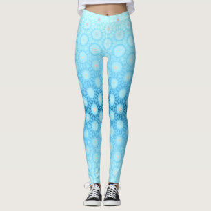 Pretty Ombre Blue and Peach Geometric Leggings