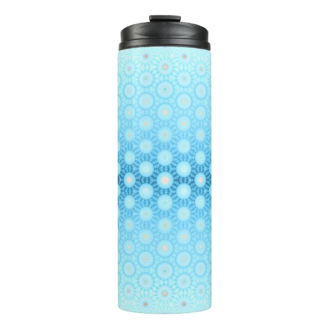 Pretty Ombre Blue and Peach Geometric Thermal Tumbler (Front)