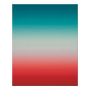 Pretty Ombre Festive Red & Teal Blue Gradient  Poster